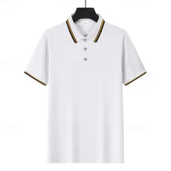 Online OUKU Men's Golf Shirt Golf Polos Shirts Work Casual Lapel Short Sleeve Basic Modern Plain Patchwork Buttons Summer Regular Fit Depression Green Fire Red Black White Light Green Navy Blue Golf Shirt