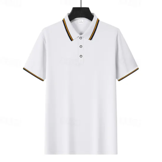 Online OUKU Men's Golf Shirt Golf Polos Shirts Work Casual Lapel Short Sleeve Basic Modern Plain Patchwork Buttons Summer Regular Fit Depression Green Fire Red Black White Light Green Navy Blue Golf Shirt
