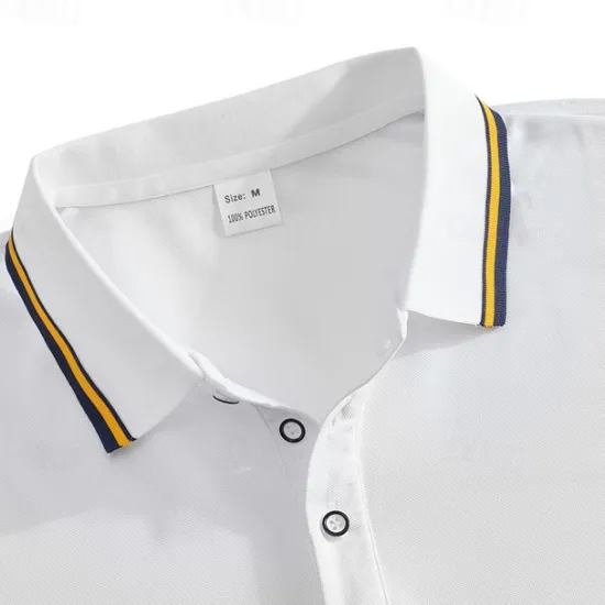 Online OUKU Men's Golf Shirt Golf Polos Shirts Work Casual Lapel Short Sleeve Basic Modern Plain Patchwork Buttons Summer Regular Fit Depression Green Fire Red Black White Light Green Navy Blue Golf Shirt