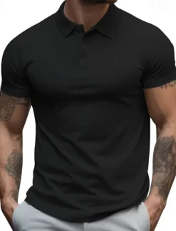 Hot OUKU Men's Golf Shirt Golf Polos Shirts Work Casual Lapel Short Sleeve Basic Modern Plain Buttons Summer Regular Fit Black White Yellow Red Navy Blue Royal Blue Golf Shirt