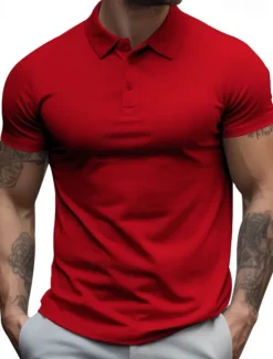 Hot OUKU Men's Golf Shirt Golf Polos Shirts Work Casual Lapel Short Sleeve Basic Modern Plain Buttons Summer Regular Fit Black White Yellow Red Navy Blue Royal Blue Golf Shirt