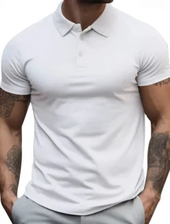Hot OUKU Men's Golf Shirt Golf Polos Shirts Work Casual Lapel Short Sleeve Basic Modern Plain Buttons Summer Regular Fit Black White Yellow Red Navy Blue Royal Blue Golf Shirt