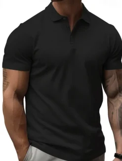 Hot OUKU Men's Golf Shirt Golf Polos Shirts Work Casual Lapel Short Sleeve Basic Modern Plain Buttons Summer Regular Fit Black White Yellow Red Navy Blue Royal Blue Golf Shirt