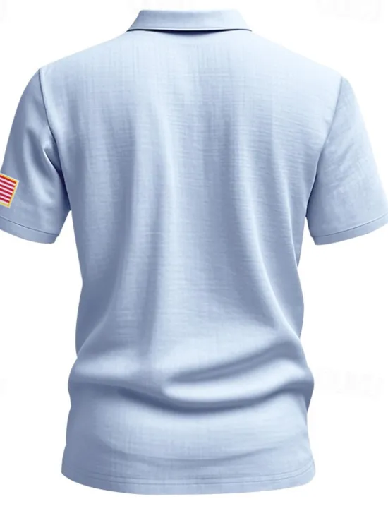 Clearance OUKU Men's Golf Shirt Golf Polos Shirts Work Casual Lapel Short Sleeve Basic Modern American US Flag Buttons Summer Regular Fit Light Khaki Black White Navy Blue Army Green Gray Golf Shirt