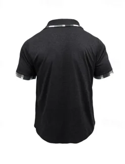 Hot OUKU Men's Golf Shirt Golf Polos Shirts Work Casual Lapel Short Sleeve Basic Modern Plaid Color Block Patchwork Buttons Summer Spring Regular Fit Wine Black Blue Green Khaki Light Grey Golf Shirt