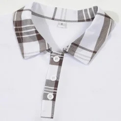 Discount OUKU Men's Golf Shirt Golf Polo Work Casual Lapel Short Sleeve Basic Modern Plaid Color Block Patchwork Button Spring & Summer Regular Fit Black White Blue khaki Golf Shirt