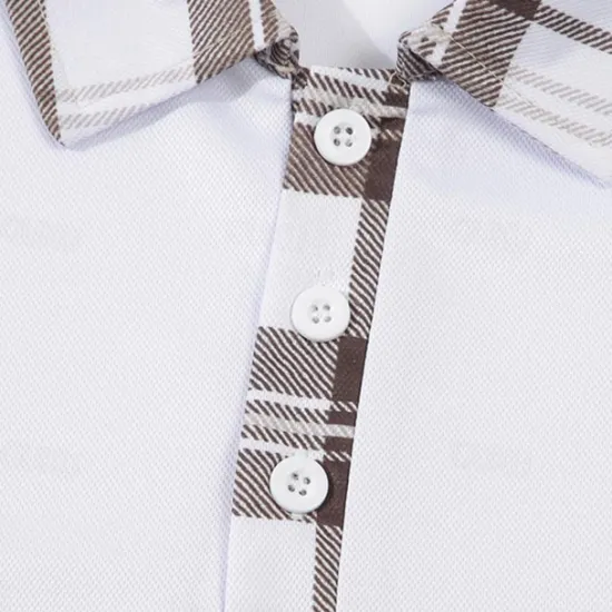 Discount OUKU Men's Golf Shirt Golf Polo Work Casual Lapel Short Sleeve Basic Modern Plaid Color Block Patchwork Button Spring & Summer Regular Fit Black White Blue khaki Golf Shirt