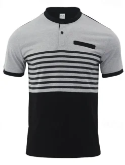 Discount OUKU Men's Golf Shirt Golf Polos Shirts Work Casual Stand Collar Short Sleeve Basic Modern Stripes Buttons Summer Spring Regular Fit White Red Orange Green Gray Golf Shirt