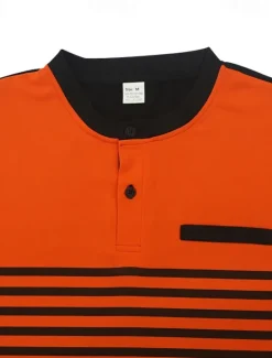 Discount OUKU Men's Golf Shirt Golf Polos Shirts Work Casual Stand Collar Short Sleeve Basic Modern Stripes Buttons Summer Spring Regular Fit White Red Orange Green Gray Golf Shirt