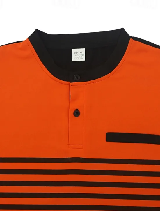 Discount OUKU Men's Golf Shirt Golf Polos Shirts Work Casual Stand Collar Short Sleeve Basic Modern Stripes Buttons Summer Spring Regular Fit White Red Orange Green Gray Golf Shirt