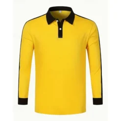 Discount OUKU Men's Golf Shirt Golf Polos Shirts Work Casual Lapel Long Sleeve Basic Modern Color Block Patchwork Buttons Spring & Fall Regular Fit Wine Black Yellow Navy Blue Golf Shirt