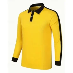 Discount OUKU Men's Golf Shirt Golf Polos Shirts Work Casual Lapel Long Sleeve Basic Modern Color Block Patchwork Buttons Spring & Fall Regular Fit Wine Black Yellow Navy Blue Golf Shirt