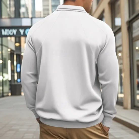 Outlet OUKU Men's Golf Shirt Golf Polo Work Casual Lapel Long Sleeve Basic Modern Plain Patchwork Button Spring & Fall Regular Fit Black White Army Green Khaki Light Grey Golf Shirt