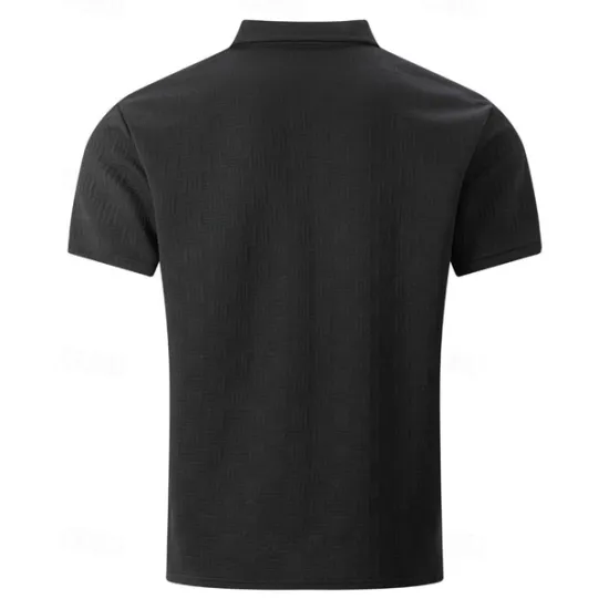 New OUKU Men's Golf Shirt Golf Polos Shirts Work Casual Lapel Short Sleeve Basic Modern Plain Buttons Jacquard Summer Regular Fit Black White Sky Blue Khaki Gray Golf Shirt