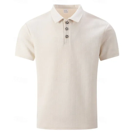 New OUKU Men's Golf Shirt Golf Polos Shirts Work Casual Lapel Short Sleeve Basic Modern Plain Buttons Jacquard Summer Regular Fit Black White Sky Blue Khaki Gray Golf Shirt