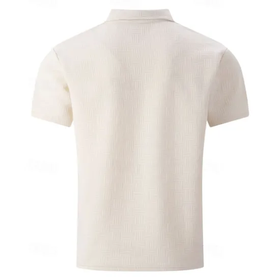 New OUKU Men's Golf Shirt Golf Polos Shirts Work Casual Lapel Short Sleeve Basic Modern Plain Buttons Jacquard Summer Regular Fit Black White Sky Blue Khaki Gray Golf Shirt