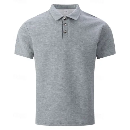 New OUKU Men's Golf Shirt Golf Polos Shirts Work Casual Lapel Short Sleeve Basic Modern Plain Buttons Jacquard Summer Regular Fit Black White Sky Blue Khaki Gray Golf Shirt
