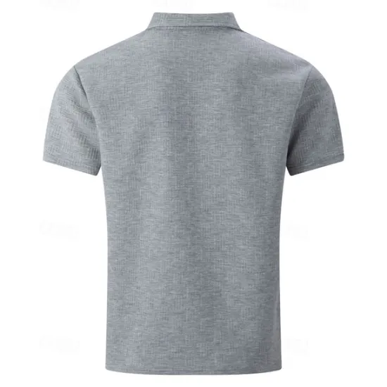 New OUKU Men's Golf Shirt Golf Polos Shirts Work Casual Lapel Short Sleeve Basic Modern Plain Buttons Jacquard Summer Regular Fit Black White Sky Blue Khaki Gray Golf Shirt