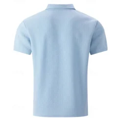 New OUKU Men's Golf Shirt Golf Polos Shirts Work Casual Lapel Short Sleeve Basic Modern Plain Buttons Jacquard Summer Regular Fit Black White Sky Blue Khaki Gray Golf Shirt