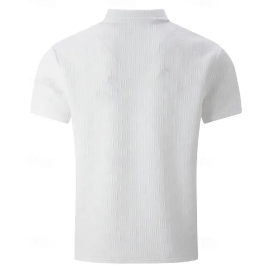 New OUKU Men's Golf Shirt Golf Polos Shirts Work Casual Lapel Short Sleeve Basic Modern Plain Buttons Jacquard Summer Regular Fit Black White Sky Blue Khaki Gray Golf Shirt
