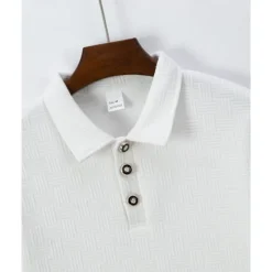 New OUKU Men's Golf Shirt Golf Polos Shirts Work Casual Lapel Short Sleeve Basic Modern Plain Buttons Jacquard Summer Regular Fit Black White Sky Blue Khaki Gray Golf Shirt