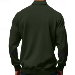 Best OUKU Men's Golf Shirt Golf Polos Shirts Work Casual Lapel Long Sleeve Basic Modern Color Block Patchwork Buttons Spring & Fall Regular Fit Black White Army Green Khaki Gray Golf Shirt