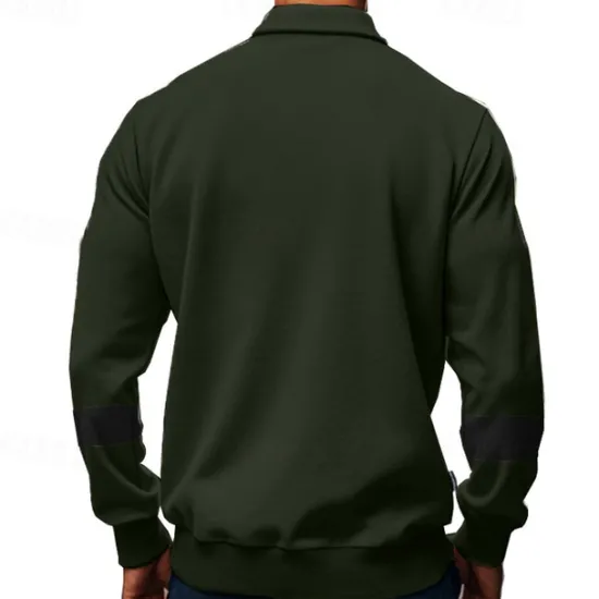 Best OUKU Men's Golf Shirt Golf Polos Shirts Work Casual Lapel Long Sleeve Basic Modern Color Block Patchwork Buttons Spring & Fall Regular Fit Black White Army Green Khaki Gray Golf Shirt