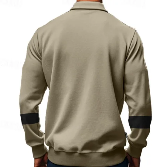 Best OUKU Men's Golf Shirt Golf Polos Shirts Work Casual Lapel Long Sleeve Basic Modern Color Block Patchwork Buttons Spring & Fall Regular Fit Black White Army Green Khaki Gray Golf Shirt