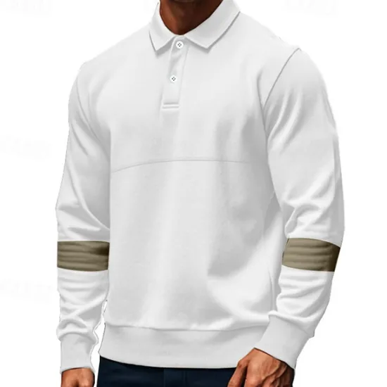 Best OUKU Men's Golf Shirt Golf Polos Shirts Work Casual Lapel Long Sleeve Basic Modern Color Block Patchwork Buttons Spring & Fall Regular Fit Black White Army Green Khaki Gray Golf Shirt