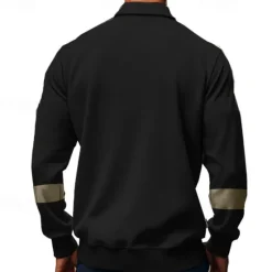 Best OUKU Men's Golf Shirt Golf Polos Shirts Work Casual Lapel Long Sleeve Basic Modern Color Block Patchwork Buttons Spring & Fall Regular Fit Black White Army Green Khaki Gray Golf Shirt