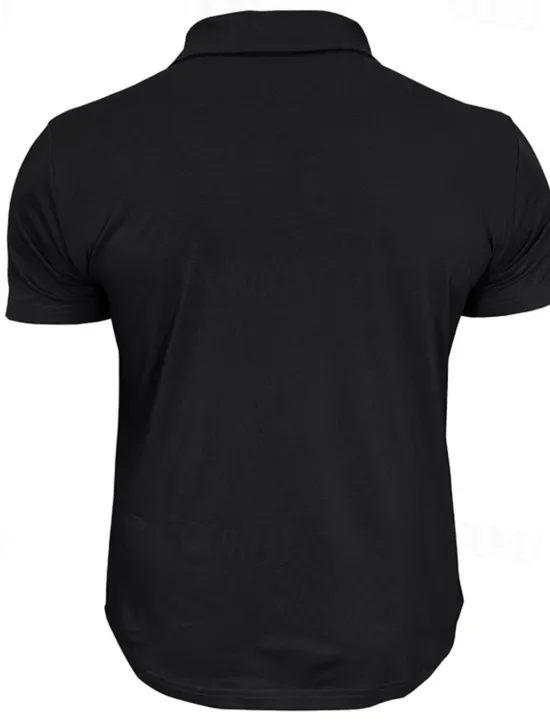 Sale OUKU Men's Golf Shirt Golf Polos Shirts Work Casual Lapel Short Sleeve Basic Modern Plain Pocket Buttons Summer Spring Regular Fit Wine Black White Navy Blue Blue Light Grey Golf Shirt