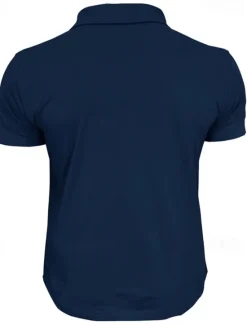 Sale OUKU Men's Golf Shirt Golf Polos Shirts Work Casual Lapel Short Sleeve Basic Modern Plain Pocket Buttons Summer Spring Regular Fit Wine Black White Navy Blue Blue Light Grey Golf Shirt