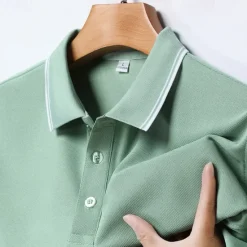 Discount OUKU Men's Golf Shirt Golf Polo Work Casual Lapel Short Sleeve Basic Modern Color Block Patchwork Button Spring & Summer Regular Fit Black White Light Green Navy Blue Light Blue Golf Shirt