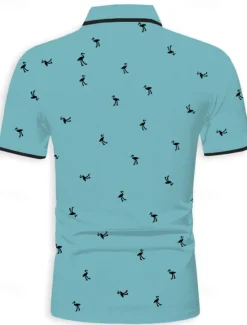 Outlet OUKU Men's Golf Shirt Golf Polos Shirts Work Casual Lapel Short Sleeve Basic Modern Flamingo Buttons Summer Spring Regular Fit Lake blue Wine Dark Red Pink Dark Pink Blue Golf Shirt