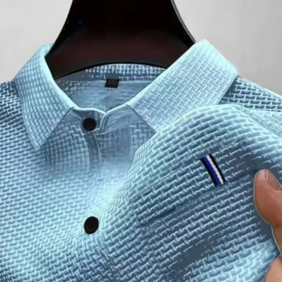 New OUKU Men's Golf Shirt Golf Polos Shirts Casual Sports Lapel Short Sleeve Basic Comfortable Plain Buttons Jacquard Summer Regular Fit Black White Navy Blue Blue sky blue Dark Gray Golf Shirt