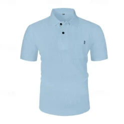 New OUKU Men's Golf Shirt Golf Polos Shirts Casual Sports Lapel Short Sleeve Basic Comfortable Plain Buttons Jacquard Summer Regular Fit Black White Navy Blue Blue sky blue Dark Gray Golf Shirt