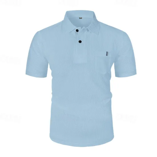 New OUKU Men's Golf Shirt Golf Polos Shirts Casual Sports Lapel Short Sleeve Basic Comfortable Plain Buttons Jacquard Summer Regular Fit Black White Navy Blue Blue sky blue Dark Gray Golf Shirt