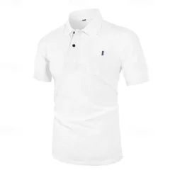 New OUKU Men's Golf Shirt Golf Polos Shirts Casual Sports Lapel Short Sleeve Basic Comfortable Plain Buttons Jacquard Summer Regular Fit Black White Navy Blue Blue sky blue Dark Gray Golf Shirt