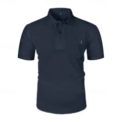 New OUKU Men's Golf Shirt Golf Polos Shirts Casual Sports Lapel Short Sleeve Basic Comfortable Plain Buttons Jacquard Summer Regular Fit Black White Navy Blue Blue sky blue Dark Gray Golf Shirt