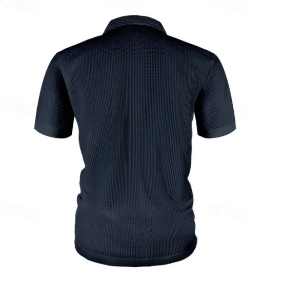 New OUKU Men's Golf Shirt Golf Polos Shirts Casual Sports Lapel Short Sleeve Basic Comfortable Plain Buttons Jacquard Summer Regular Fit Black White Navy Blue Blue sky blue Dark Gray Golf Shirt