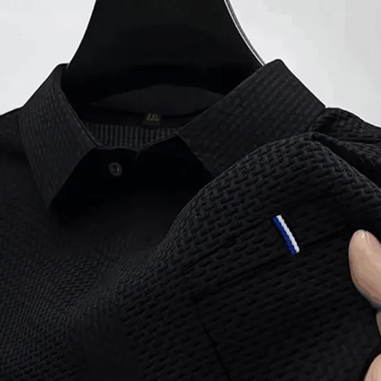 New OUKU Men's Golf Shirt Golf Polos Shirts Casual Sports Lapel Short Sleeve Basic Comfortable Plain Buttons Jacquard Summer Regular Fit Black White Navy Blue Blue sky blue Dark Gray Golf Shirt