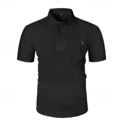 New OUKU Men's Golf Shirt Golf Polos Shirts Casual Sports Lapel Short Sleeve Basic Comfortable Plain Buttons Jacquard Summer Regular Fit Black White Navy Blue Blue sky blue Dark Gray Golf Shirt