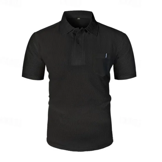 New OUKU Men's Golf Shirt Golf Polos Shirts Casual Sports Lapel Short Sleeve Basic Comfortable Plain Buttons Jacquard Summer Regular Fit Black White Navy Blue Blue sky blue Dark Gray Golf Shirt