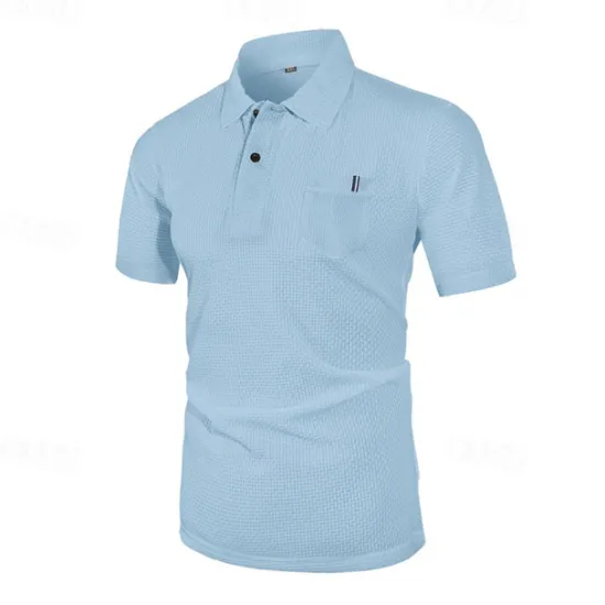 New OUKU Men's Golf Shirt Golf Polos Shirts Casual Sports Lapel Short Sleeve Basic Comfortable Plain Buttons Jacquard Summer Regular Fit Black White Navy Blue Blue sky blue Dark Gray Golf Shirt