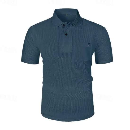 New OUKU Men's Golf Shirt Golf Polos Shirts Casual Sports Lapel Short Sleeve Basic Comfortable Plain Buttons Jacquard Summer Regular Fit Black White Navy Blue Blue sky blue Dark Gray Golf Shirt