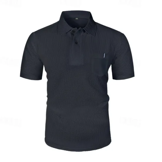 New OUKU Men's Golf Shirt Golf Polos Shirts Casual Sports Lapel Short Sleeve Basic Comfortable Plain Buttons Jacquard Summer Regular Fit Black White Navy Blue Blue sky blue Dark Gray Golf Shirt