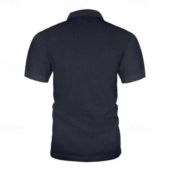 New OUKU Men's Golf Shirt Golf Polos Shirts Casual Sports Lapel Short Sleeve Basic Comfortable Plain Buttons Jacquard Summer Regular Fit Black White Navy Blue Blue sky blue Dark Gray Golf Shirt