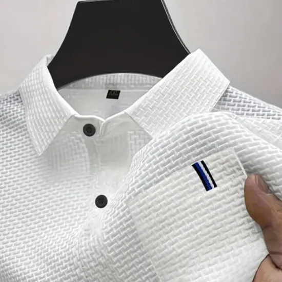 New OUKU Men's Golf Shirt Golf Polos Shirts Casual Sports Lapel Short Sleeve Basic Comfortable Plain Buttons Jacquard Summer Regular Fit Black White Navy Blue Blue sky blue Dark Gray Golf Shirt