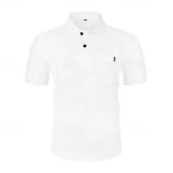 New OUKU Men's Golf Shirt Golf Polos Shirts Casual Sports Lapel Short Sleeve Basic Comfortable Plain Buttons Jacquard Summer Regular Fit Black White Navy Blue Blue sky blue Dark Gray Golf Shirt
