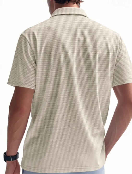 Hot OUKU Men's Golf Shirt Golf Polos Shirts Work Casual Lapel Short Sleeve Basic Modern Plain Patchwork Buttons Summer Regular Fit Sapphire Blue Black White Light Grey Khaki Golf Shirt